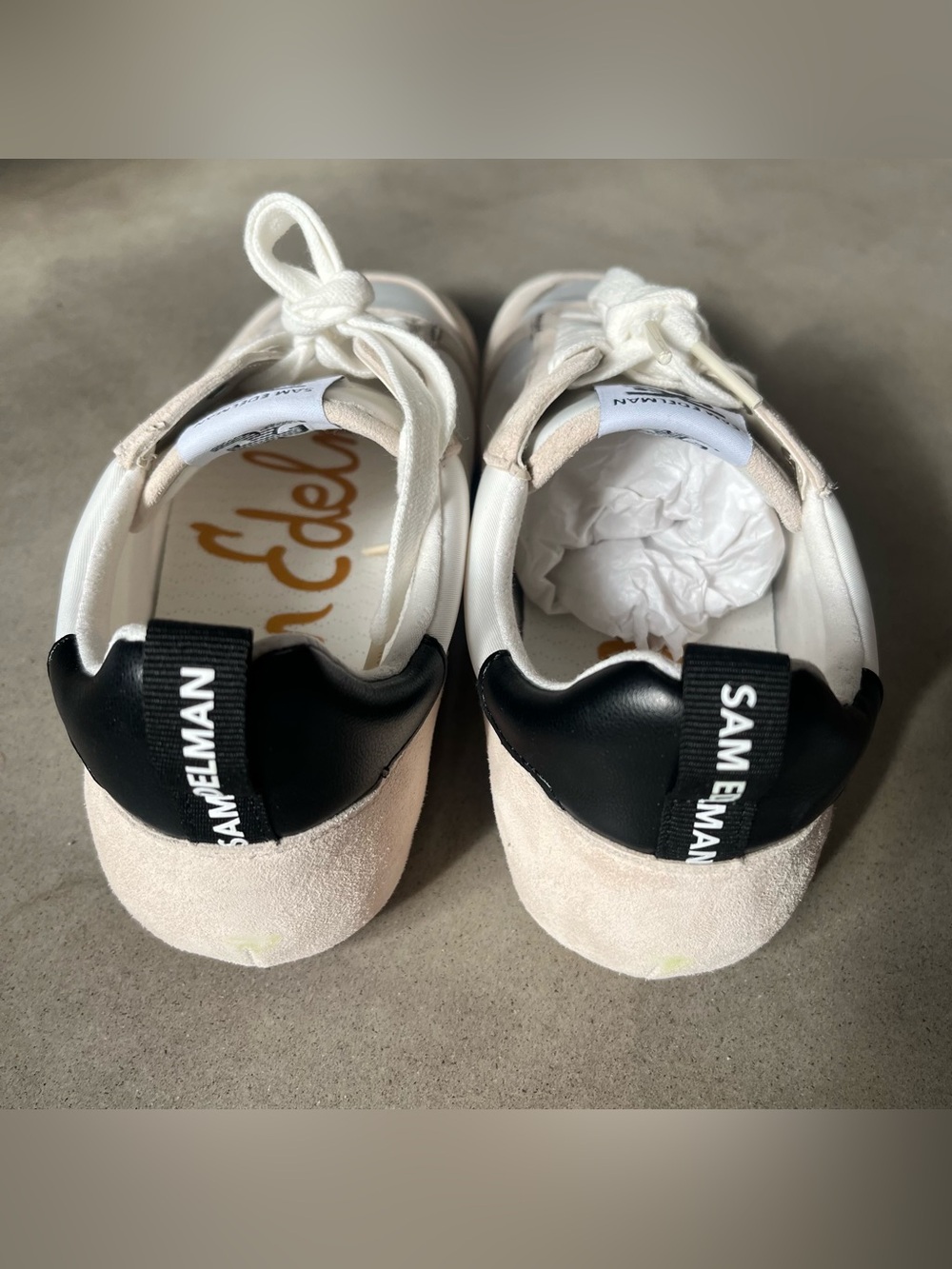 Sam Edelman Zaria Lace Up Sneakers White Leather Suede Size 8.5 New - Picture 3 of 6